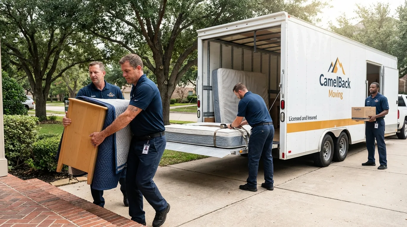 Crew loading residential truck for cross-state move from Santa Claus, IN