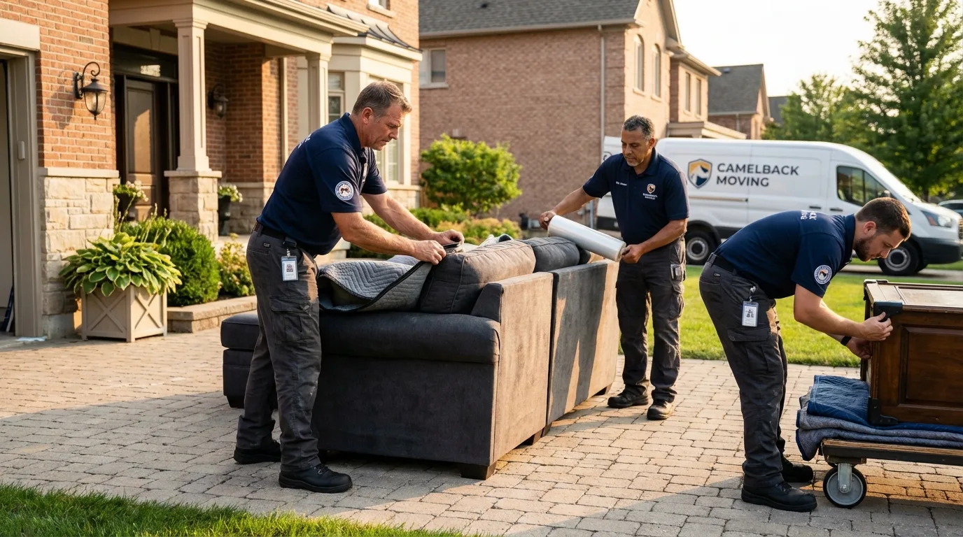 Large estate moving crew wrapping furniture in Santa Claus, IN